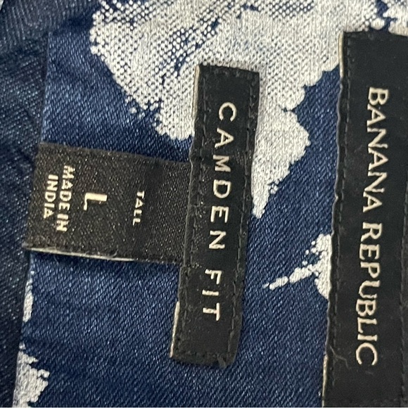 Banana Republic Camden fit floral Shirt indigo denim Explosion L Tall - Picture 5 of 7